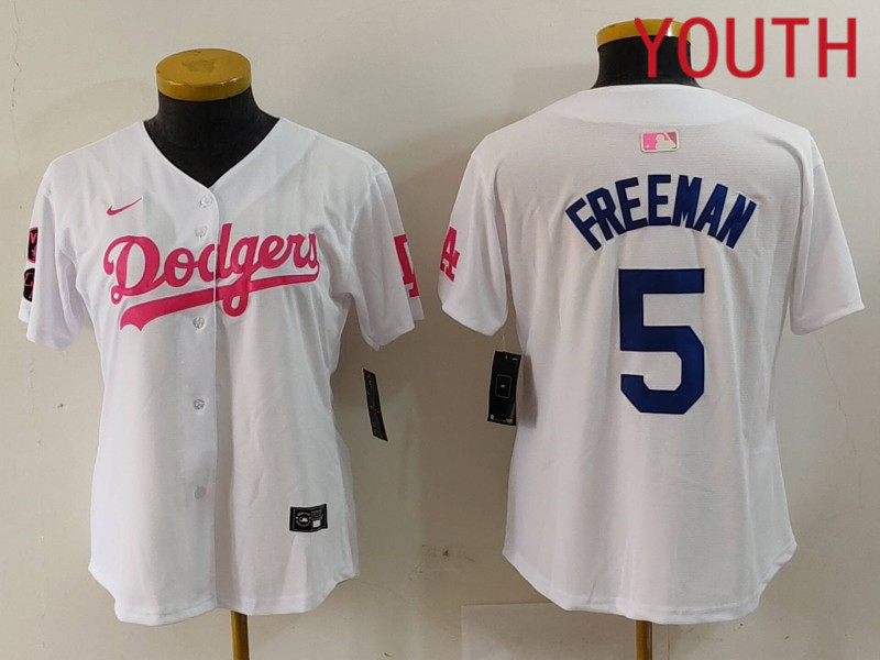 Youth Los Angeles Dodgers #5 Freeman White joint name 2024 Nike MLB Jersey style 912->youth nfl jersey->Youth Jersey